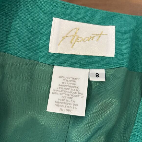 VTG NEW Apart Womens 8 Green Rayon Linen Blend Button Blazer Jacket Classy Work - Picture 11 of 11